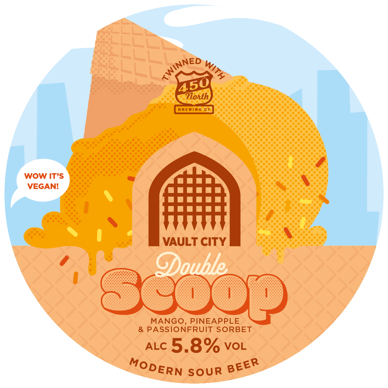 Vault City Mango, Pineapple, Passionfruit Vegan Sorbet Double Scoop Smoothien Sour Owk